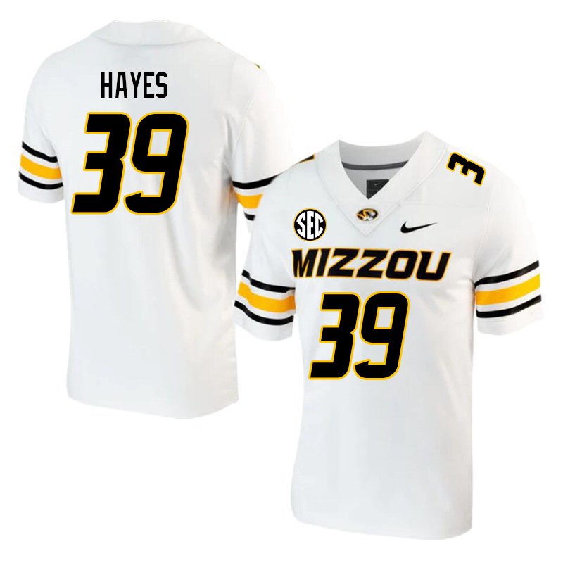 Men #39 Caimin Hayes Missouri Tigers College 2023 Football Stitched Jerseys Sale-White